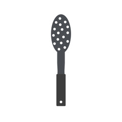 Kitchenware Steel Skimmer Slotted Spoon Holes Ladle. vector illustration. Kitchen Tool.  Element for logo or sign.