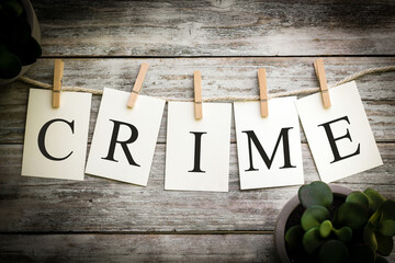 The Word CRIME Concept Printed on Cards