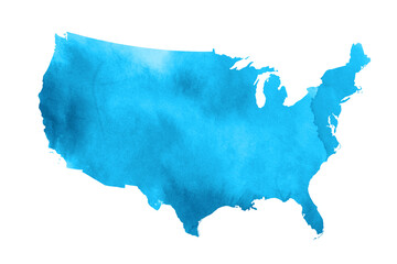 Blue watercolor USA map isolated on white background © lukbar