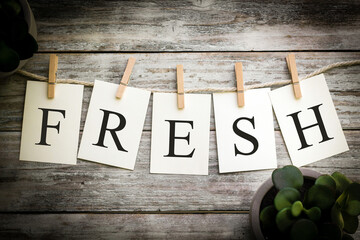 The Word FRESH Concept Printed on Cards