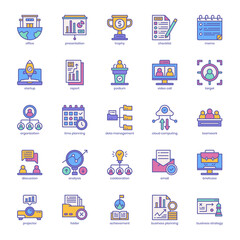 Obraz premium Business Planning icon pack for your website design, logo, app, UI. Business Planning icon filled color design. Vector graphics illustration and editable stroke.