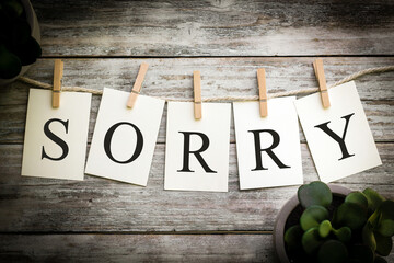 The Word SORRY Concept Printed on Cards