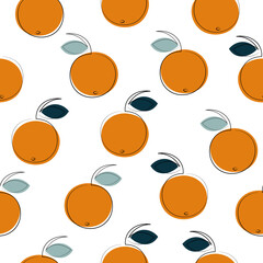 Modern seamless pattern with oranges. Vector graphics.