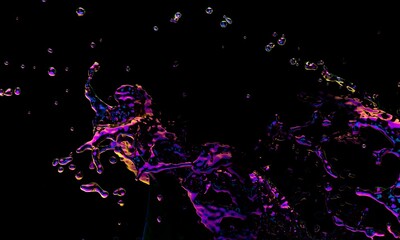 Multicolored psychedelics splashing wave on the black background