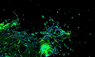 Multicolored psychedelics splashing wave on the black background