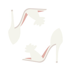 Wedding bride shoes. Vector illustration