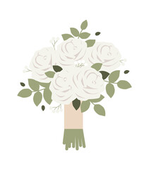 Wedding bridal bouquet with white flowers. Vector illustration