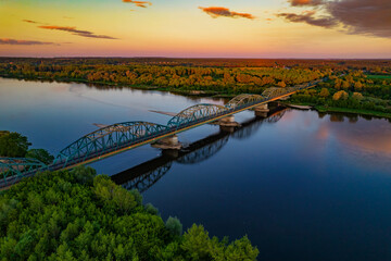 bridge over the river, Bydgoszcz, Fordon, Wisła - obrazy, fototapety, plakaty