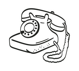 Hand drawn retro phone. Vector illustration