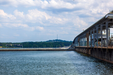 Fototapeta na wymiar Pickwick Landing Dam is a hydroelectric lock and dam on the Tennessee River..