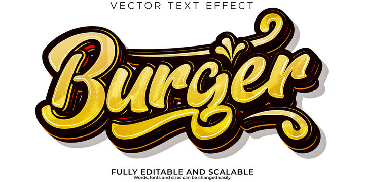 Burger Food Text Effect, Editable Modern Lettering Typography Font Style