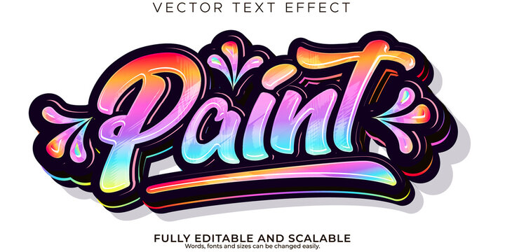 Paint Stylish Text Effect, Editable Modern Lettering Typography Font Style