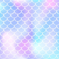 Holographic mermaid background with gradient scales.