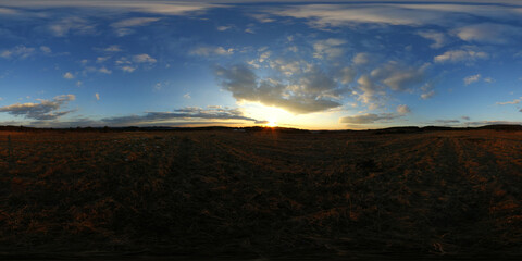 Sunset sky with clouds, HDRI Panorama Spherical image