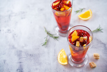 Cranberry orange sangria in a glass