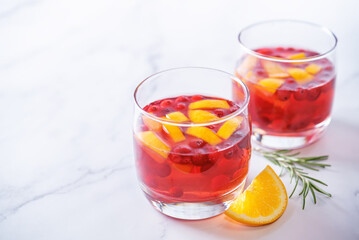 Cranberry orange sangria in a glass