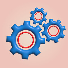 3d gear, setting symbol,icon, sign. Vector