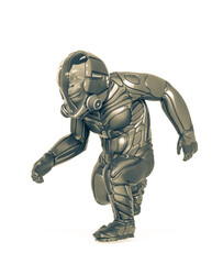 chimpanzee astronaut is running in white background