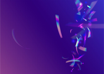 Obraz na płótnie Canvas Cristal Glitter. Metal Prism. Digital Art. Violet Party Glare. Unicorn Foil. Iridescent Background. Falling Tinsel. Shiny Abstract Decoration. Blue Cristal Glitter