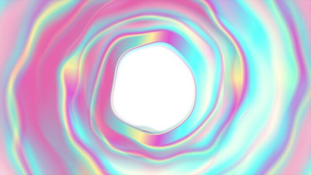 Colorful holographic abstract liquid swirl circle motion background. Seamless looping. Video animation Ultra HD 4K 3840x2160