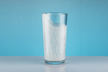 Milk kefir in a glass. Sour milk products