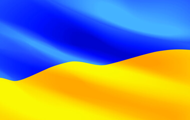Ukrainian flag. Vector realistic illustration. Waves, shadow and bright areas. National symbols of Ukraine.