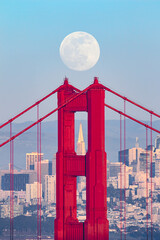 Golden Gate Bridge with Full Moon