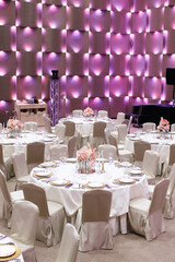 Table set for wedding or another catered event dinner