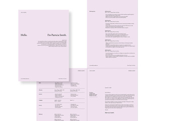 Minimal Resume and Cover Letter Layout in Pale Lilac