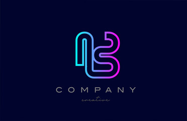 pink blue B alphabet letter logo icon. Creative template for a company or business with line design