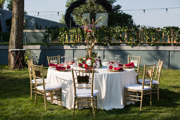 Table set for wedding or another catered event dinner