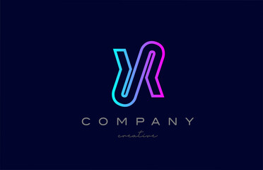 pink blue X alphabet letter logo icon. Creative template for a company or business with line design