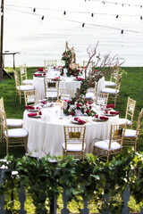 Table set for wedding or another catered event dinner
