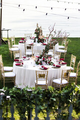 Table set for wedding or another catered event dinner