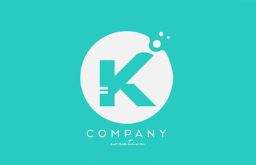 cyan K green circle alphabet letter logo icon design with dots. Creative template for business and company