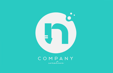 cyan N green circle alphabet letter logo icon design with dots. Creative template for business and company