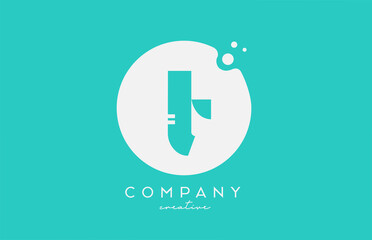 cyan T green circle alphabet letter logo icon design with dots. Creative template for business and company