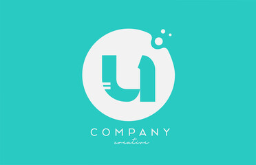 cyan U green circle alphabet letter logo icon design with dots. Creative template for business and company