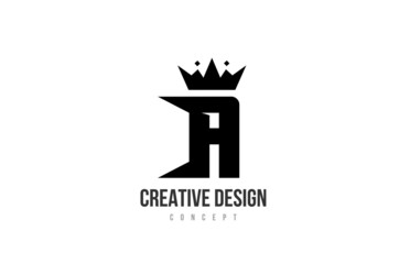 A black and white alphabet letter logo icon design with king crown and spikes. Template for company and business