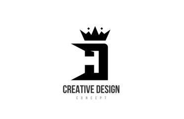 J black and white alphabet letter logo icon design with king crown and spikes. Template for company and business