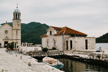 Montenegro. Perast. Boka island Church of Our Lady of the Rocks Kotor Bay