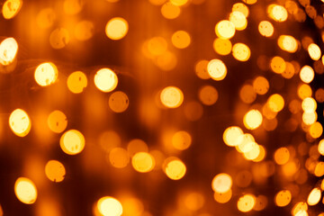 Gold and Yellow Bokeh Lights on a Night Background