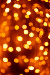 Yellow and Gold Bokeh Lights on a Night Background