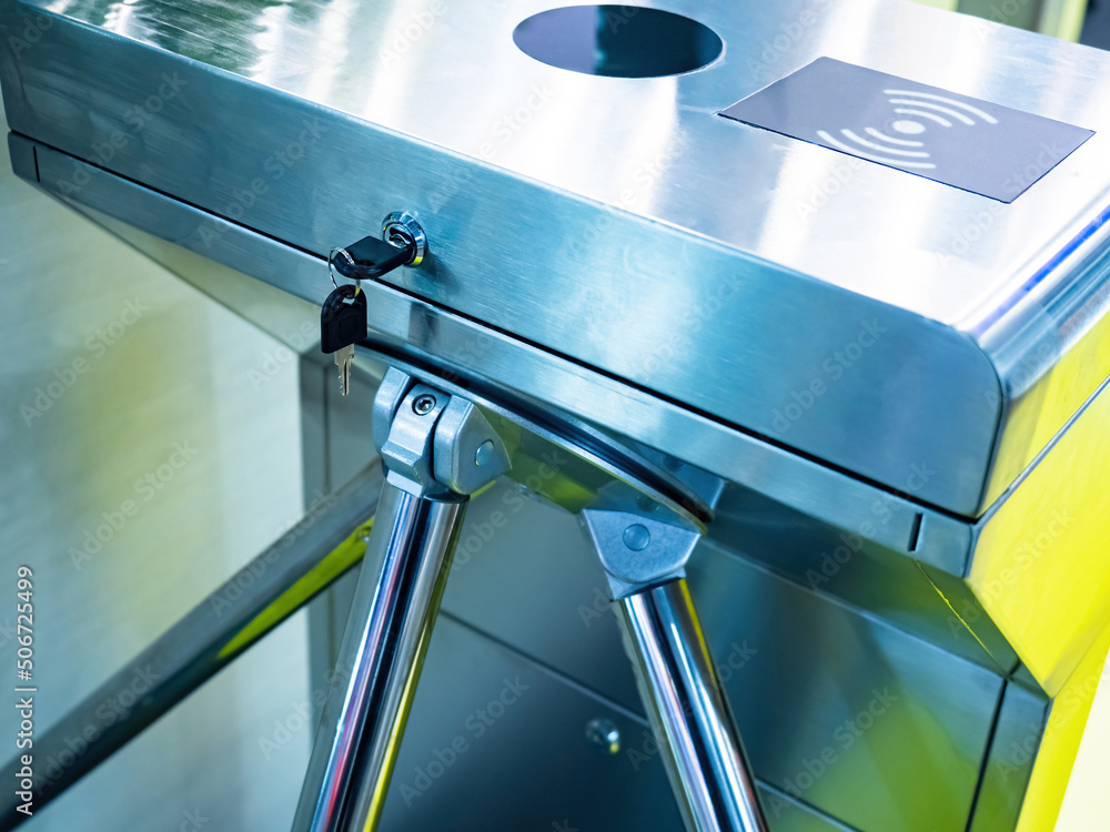 Poster turnstile repair. turnstile for access to the building. maintenance of the building access system. k