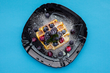 Belgium waffles with berries 
