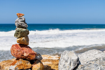 Stacked rocks at the beach