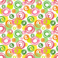 Fototapeta na wymiar Abstract vector background. Seamless pattern with circles, dots and spirals. 