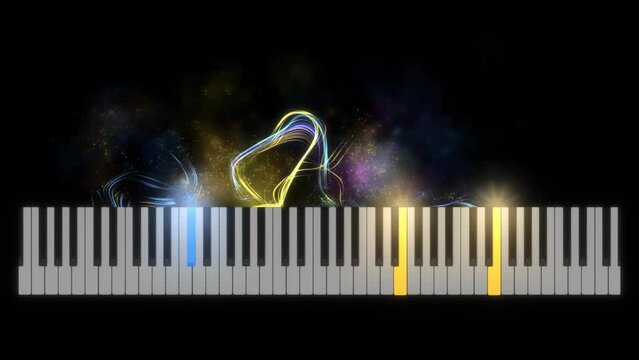 Particles floating out od piano keyboard