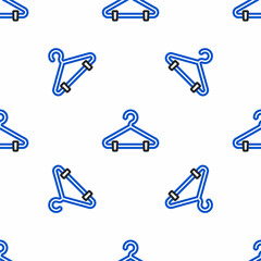Line Hanger wardrobe icon isolated seamless pattern on white background. Cloakroom icon. Clothes service symbol. Laundry hanger sign. Colorful outline concept. Vector