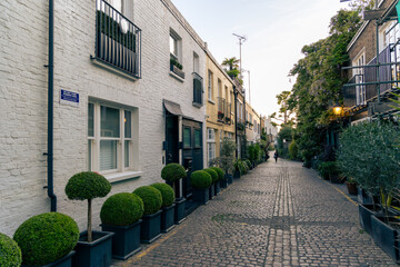 Romantic narrow street in South Kensington, London - 506728276